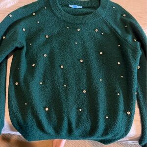 Draper James Green Sweater with Embellishments
